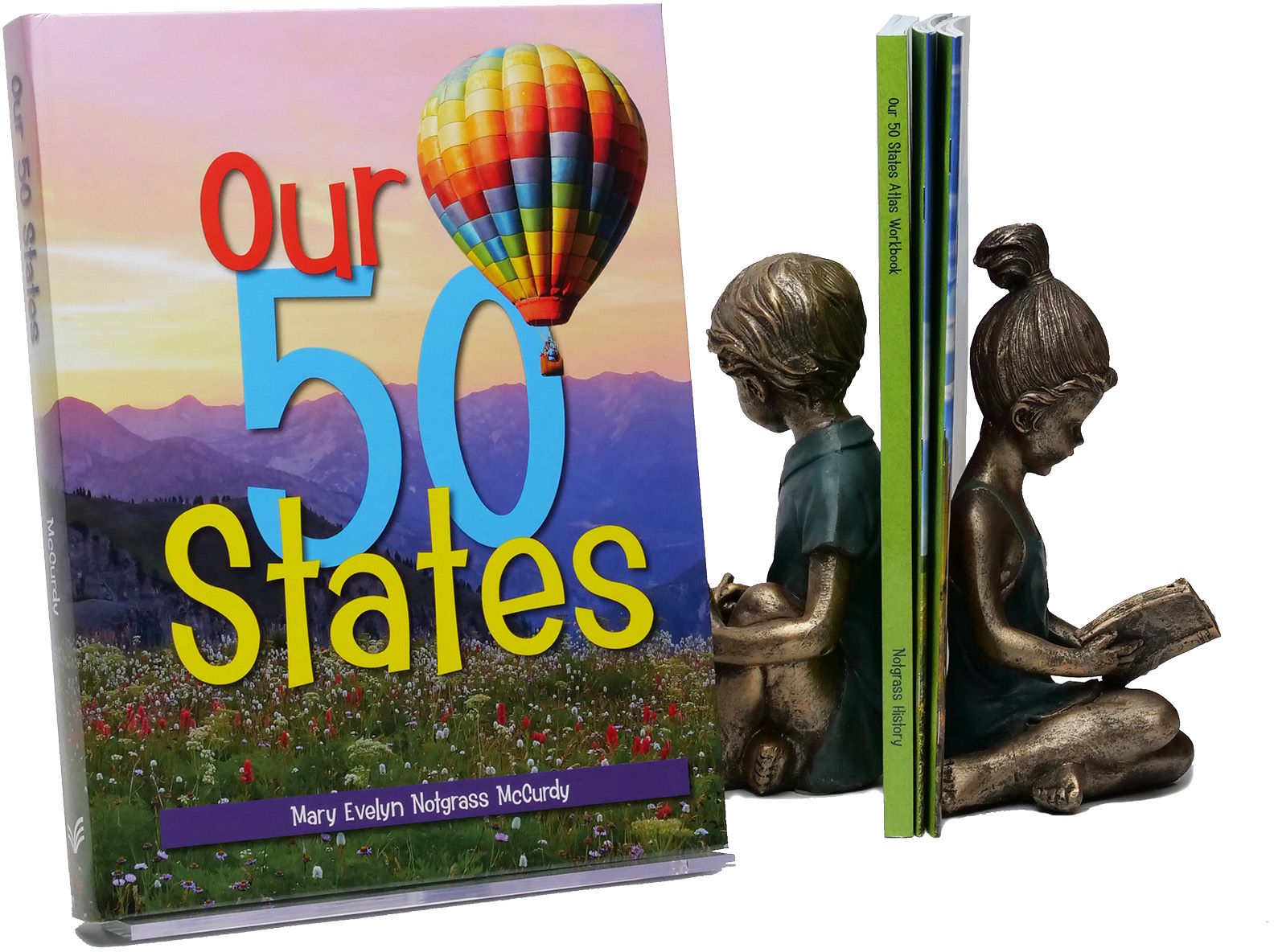 Cover of Notgrass 'Our 50 States' homeschool curriculum textbook, used for teaching U.S. geography to kids