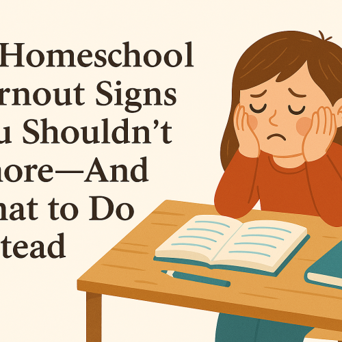 Thoughtful homeschool girl sitting near a window with books and papers, reflecting a gentle reminder from the post titled ‘10 Homeschool Burnout Signs You Shouldn’t Ignore—And What to Do Instead.