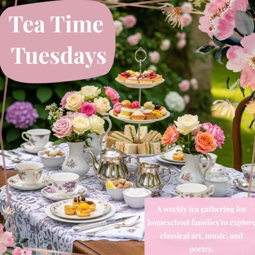 tea party table for tea time tuesdays for homeschoolers.